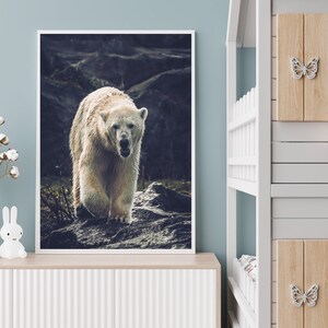 Polar Bear Printable, Digital Download arctic animal art, wildlife wall decor, digital download art, animal lover gift, snow bear photograph image 6