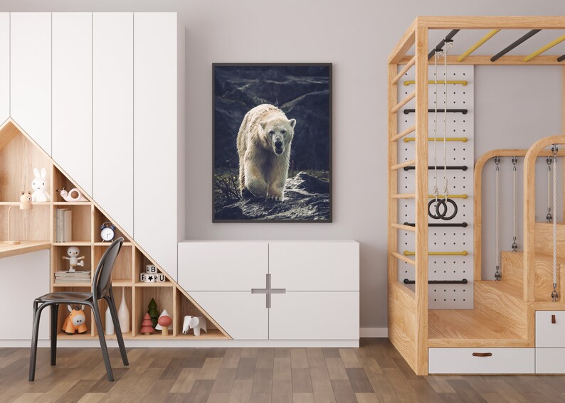 Polar Bear Printable, Digital Download arctic animal art, wildlife wall decor, digital download art, animal lover gift, snow bear photograph image 9