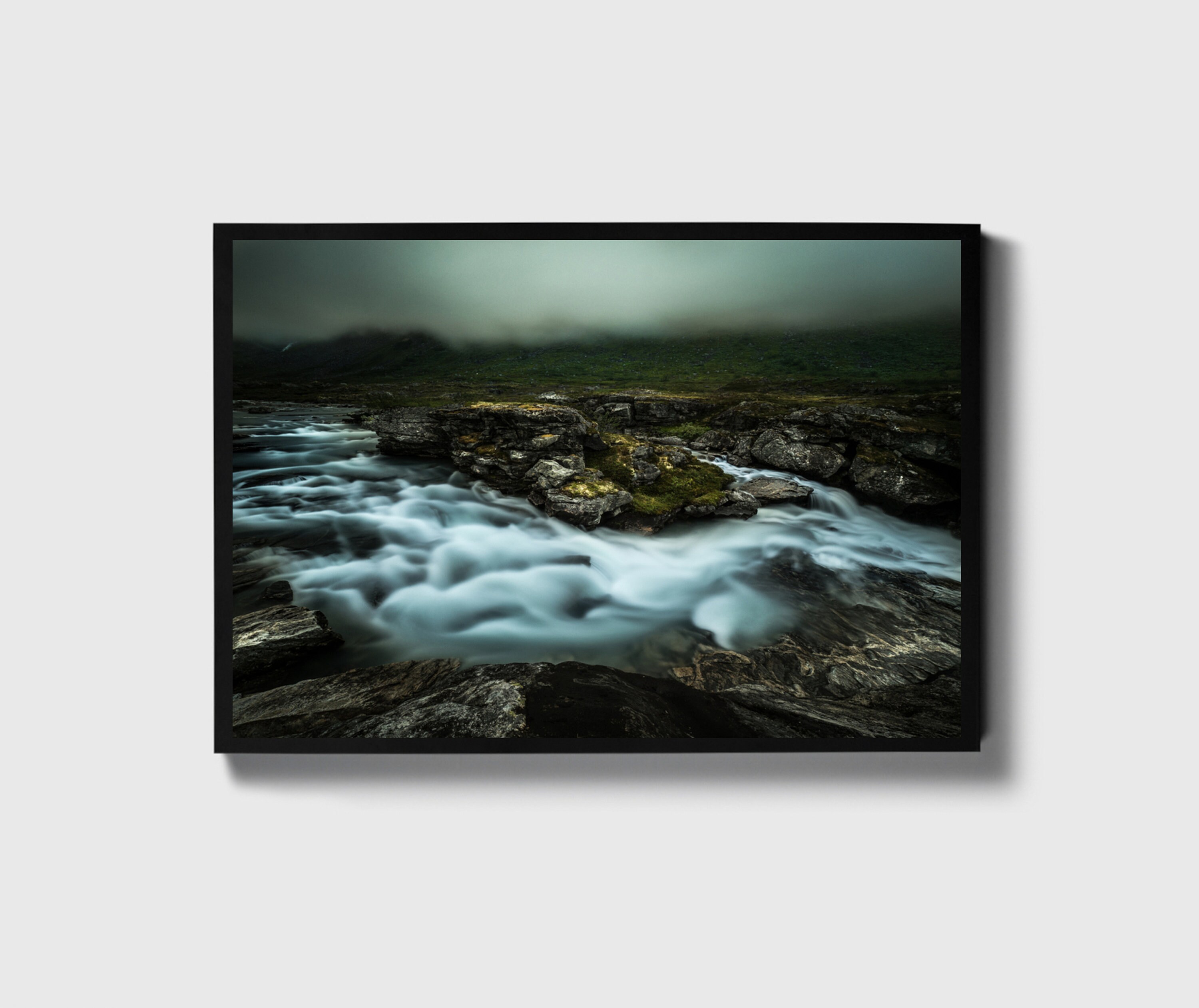 Nordic Print, Scandinavian Poster, Foggy Misty Landscape, Norway Canvas, Forest Photograph