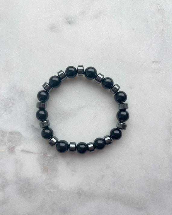 Black Jasper with Hematite/10 mm Stone Bracelet