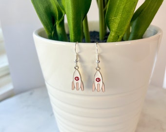 Pink Rocket Earrings | Hypoallergenic Space Jewelry