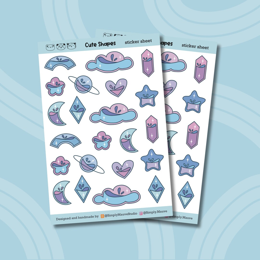 Cute Shapes Matte Translucent Sticker Sheet, Cute See Through Galaxy ...