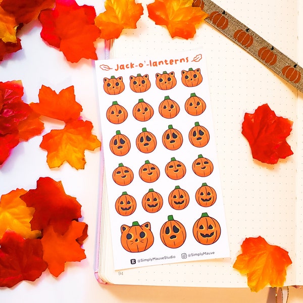 Jack o' Lantern Stickers, Pumpkin Stickers, Carved Pumpkin, Pumpkin Sticker Sheet, Jack o' Lantern Sticker Sheet, Halloween Pumpkin Sticker