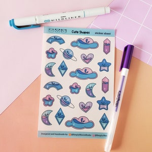 Cute Shapes Matte Translucent Sticker Sheet, Cute See Through Galaxy ...