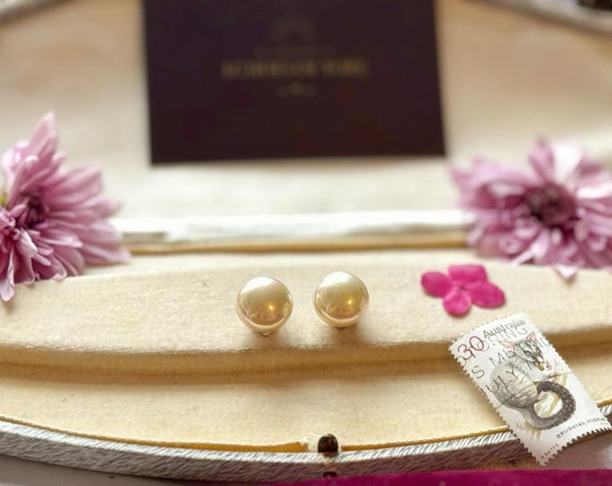 Vintage Faux Button Pearl Clip-On Earrings with Sterling Silver Backs