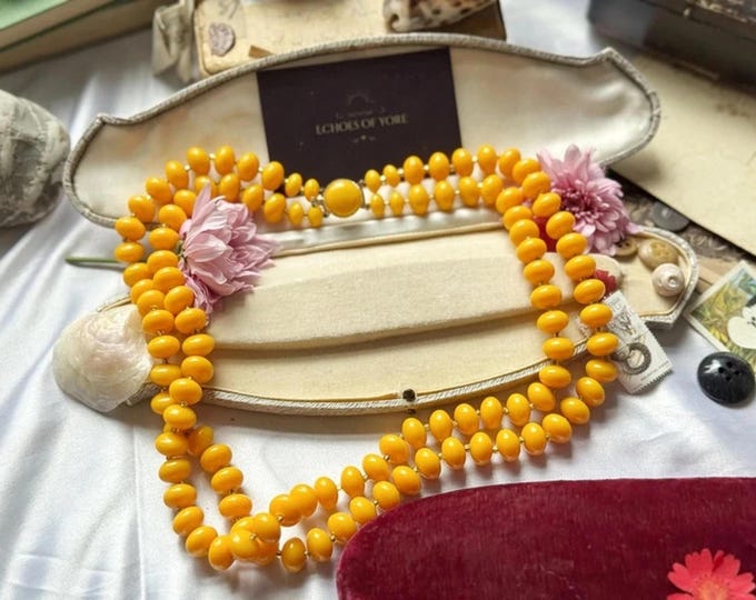Vintage golden honey lucite double-strand necklace
