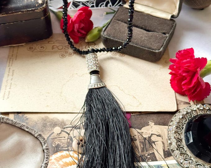 Y2K Style Black Tassel Necklace – Freedom at Topshop Statement Beaded Black