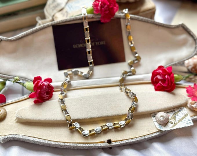 Chunky Two-Tone Box Bike Chain Necklace Y2K Grunge Revival Statement Jewellery