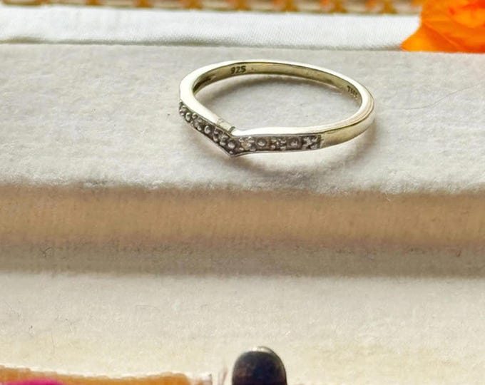 TGGC Wishbone Ring - Gold-Plated 925 Silver & Diamonds - Preloved UK L / US 5.5