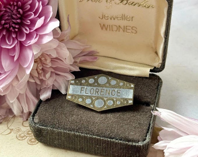 Art Deco Style "Florence" Name Brooch