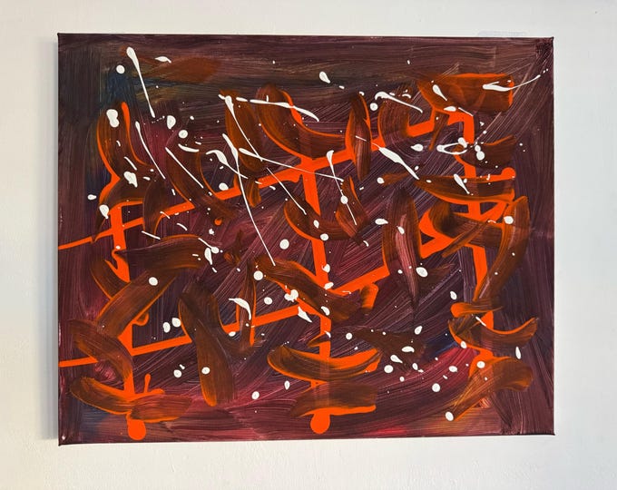 Original Abstract Painting on Canvas 22x18" Acrylic by M