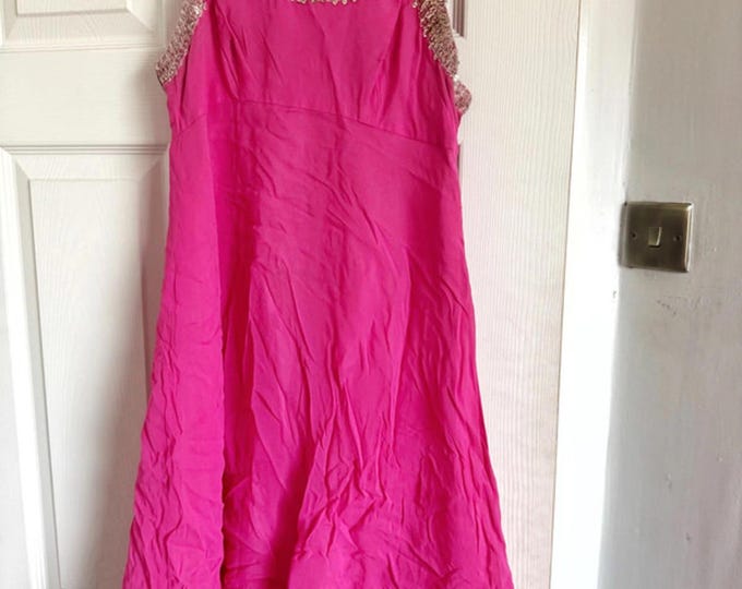 Vintage Shubette London pink chiffon party dress size 12 vintage (modern 6/8)