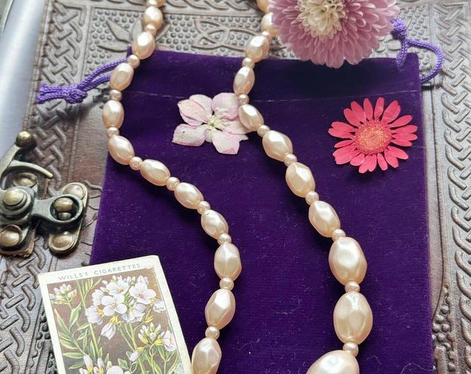 Vintage champagne faux pearl choker necklace – chunky graduated 1980s beads