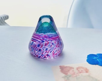 Caithness Heather Hills Glass Paperweight Pink Purple Green Scottish Art Glass