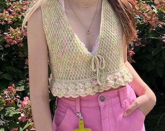 Kira Crochet Vest Top Pattern - Beginner-Friendly, Made-to-Measure PDF Download