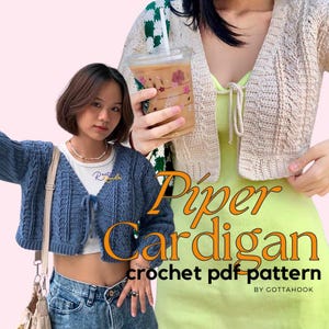Piper Cable Stitch Crochet Cardigan and Vest Pattern, PDF Tutorial for Beginners, DIY Handmade Cozy Pullover and Textured Cardigan Design
