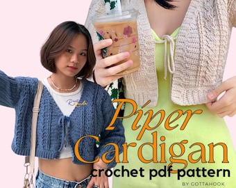 Piper Cable Stitch Crochet Cardigan and Vest Pattern, PDF Tutorial for Beginners, DIY Handmade Cozy Pullover and Textured Cardigan Design
