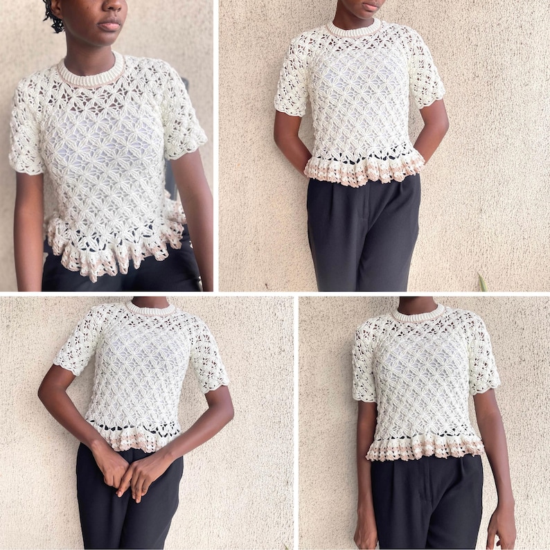 Evelyn Lacy Crochet Top - O Neck & V Neck Options - Instant PDF Download Crochet Pattern image 7