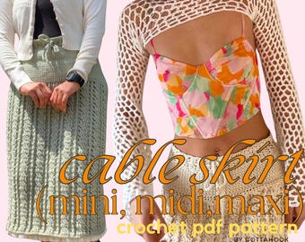 Cable Crochet Skirt Pattern - Mini, Midi, or Maxi, Beginner-Friendly, PDF Download, Made to measure