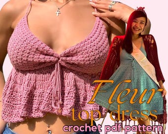 Fleur Lacy Crochet Summer Top & Dress Pattern - Beginner-Friendly, Made-to-Measure PDF Download