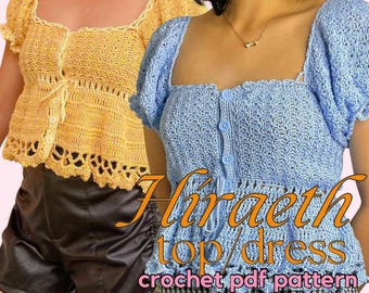 Hiraeth Puff Sleeve Milkmaid Crochet Top Pattern - Beginner-Friendly, Made-to-Measure PDF Download