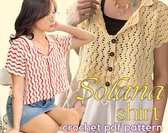 Crochet Solana Shirt Pattern – Easy Unisex Top for Beginners – PDF Download – Includes Size Guide – Summer Crochet Tee Pattern