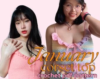 January Corset-Style Crochet Top Pattern - Beginner-Friendly, Made-to-Measure PDF Download