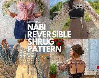 Nabi Reversible Shrug Crochet Pattern - DIY Crochet - Handmade Fashion - Digital PDF File - Tailored Made-to-Measure Fit