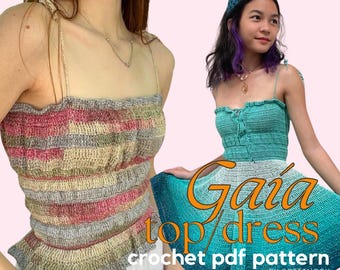 Gaia Milkmaid Smocked Crochet Top & Dress Pattern - Beginner-Friendly, Made-to-Measure PDF Download