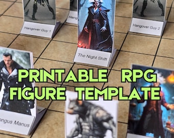 Plantilla de miniaturas de personajes 2D imprimibles personalizadas para DnD/RPG / Tamaño estándar 4,2 x 2,5 cm / Formato PDF descargable / Juegos de mesa