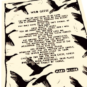 Wild Geese by Mary Oliver.  Mary Oliver Poem, Literary Art, Nature Print, Nature Wall Art, Life lessons nature Artwork, Poetry,Art Print
