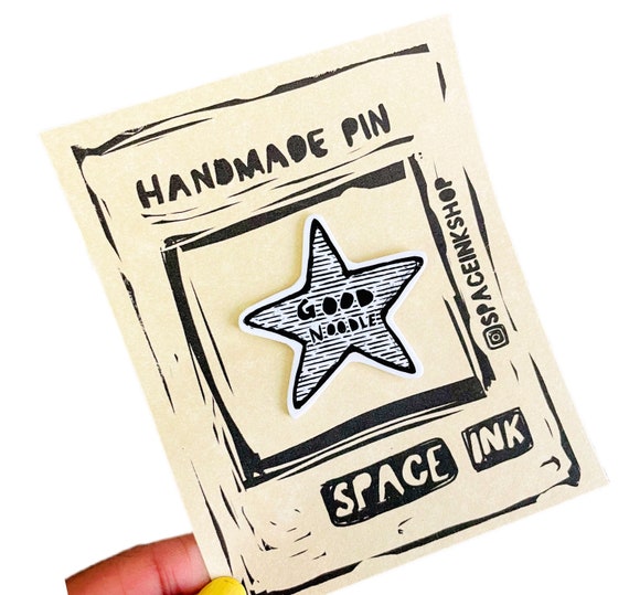 Graduation gift, Good Noodle star pin, art teacher pin, Spongebob novelty, handmade pin, accessory, gift idea, collectable lapel pin, kitch