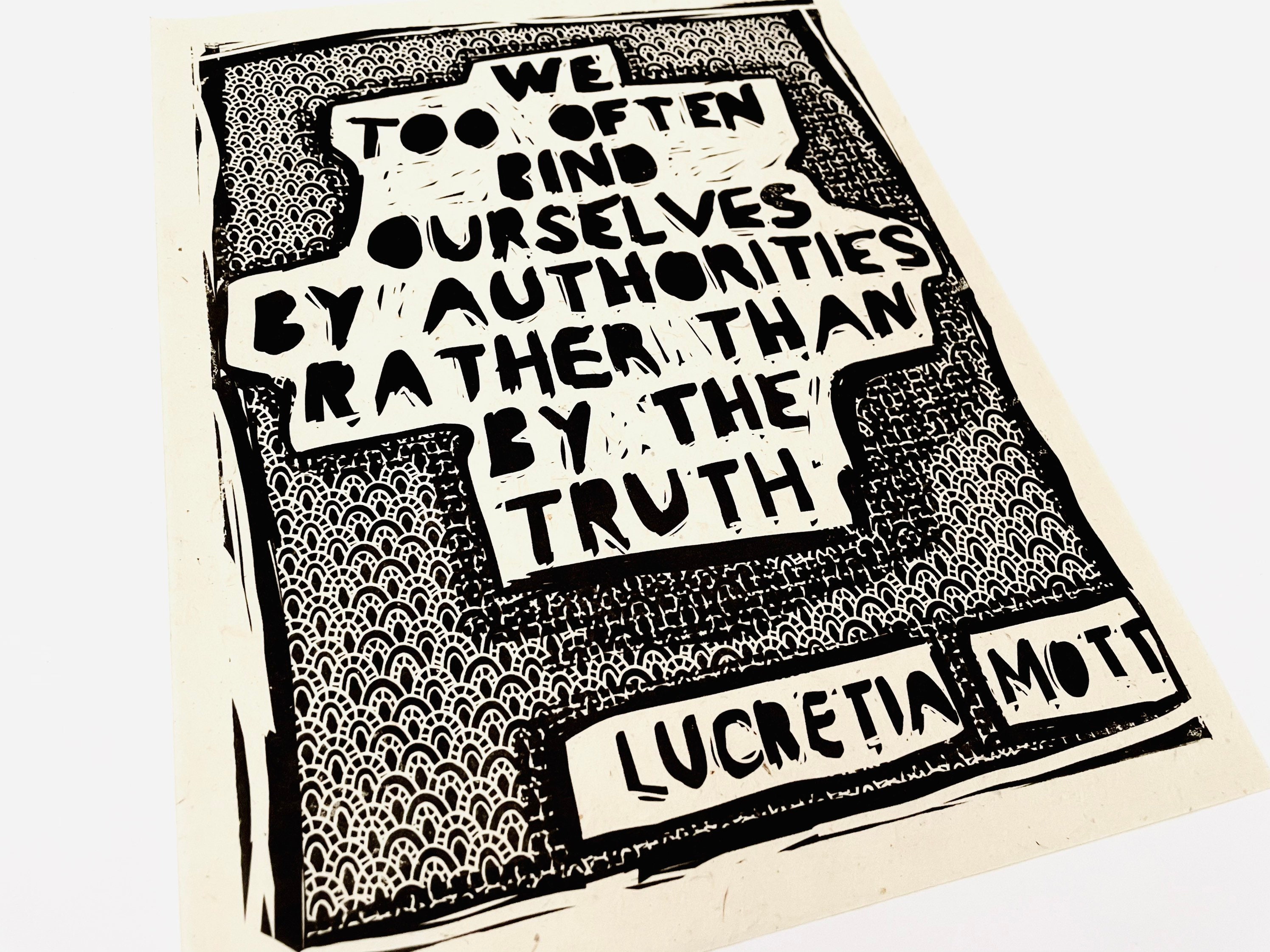 Waarheid citaat Lucretia Mott citaat Lino stijl illusratie