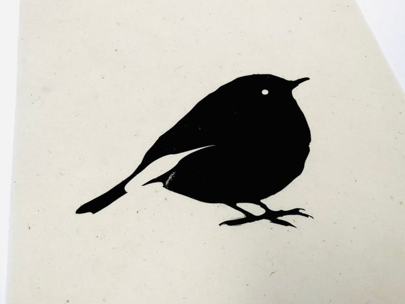 Simple black bird lini inspired print, nature, black bird, chickadee, animal illustration, cute small bird print, lokta paper print, eco