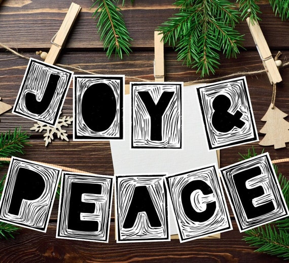 Peace Banner, Joy and Peace banner, Rustic Christmas Sign, Christmas Decoration, DecorationsThanksgiving. Printable DIGITAL pdf file only