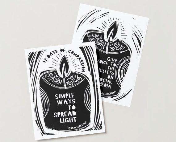12 days of compassion, simple ways to spread light. Printable DIGITAL pdf file only
