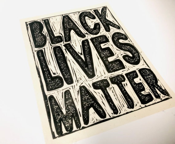 Black lives matter art, racial justice, Lino style illusration,  block style print, activism, vision, social justice, BLM,