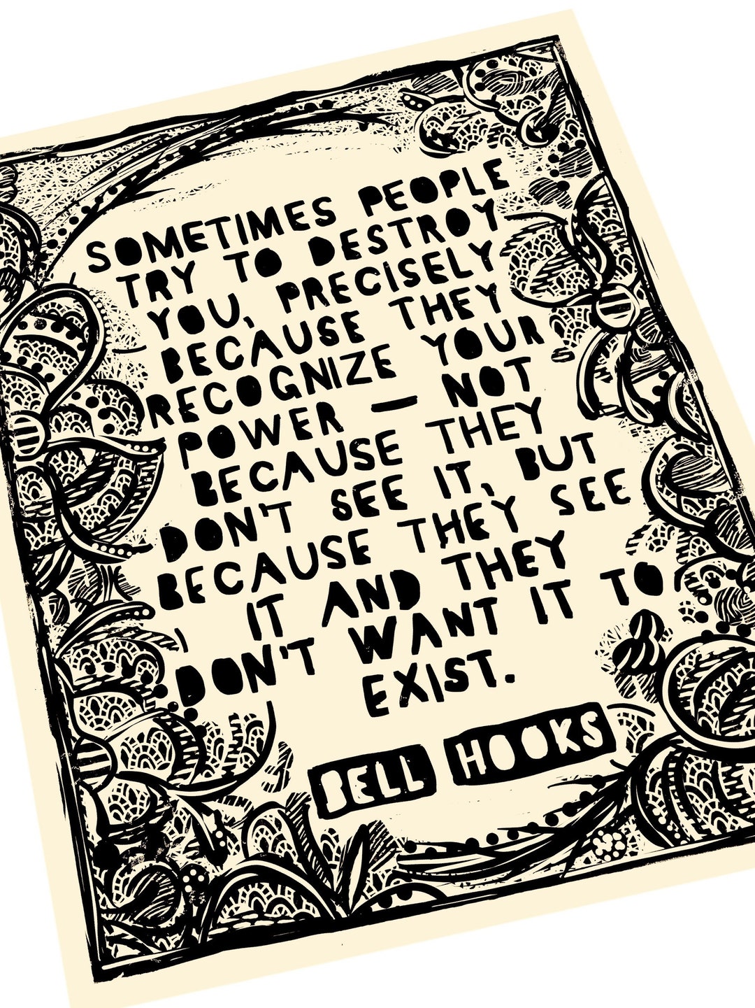 Bell Hooks. Justice Quote Social Change Activism Lino Style Etsy