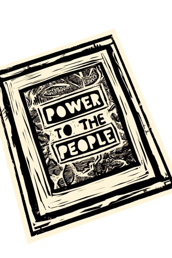 Power to the people, Lino style illusration,,  block style print, community, together, activism, feminism, social justice, BLM