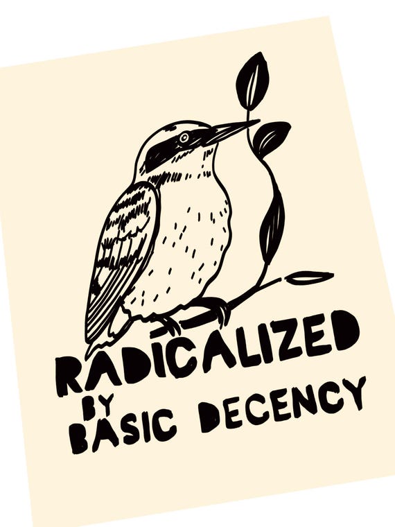 Basic decency , be kind, Lino style illustration,  block style print, hands, activism, bird with leaf , social justice, BLM, BPD