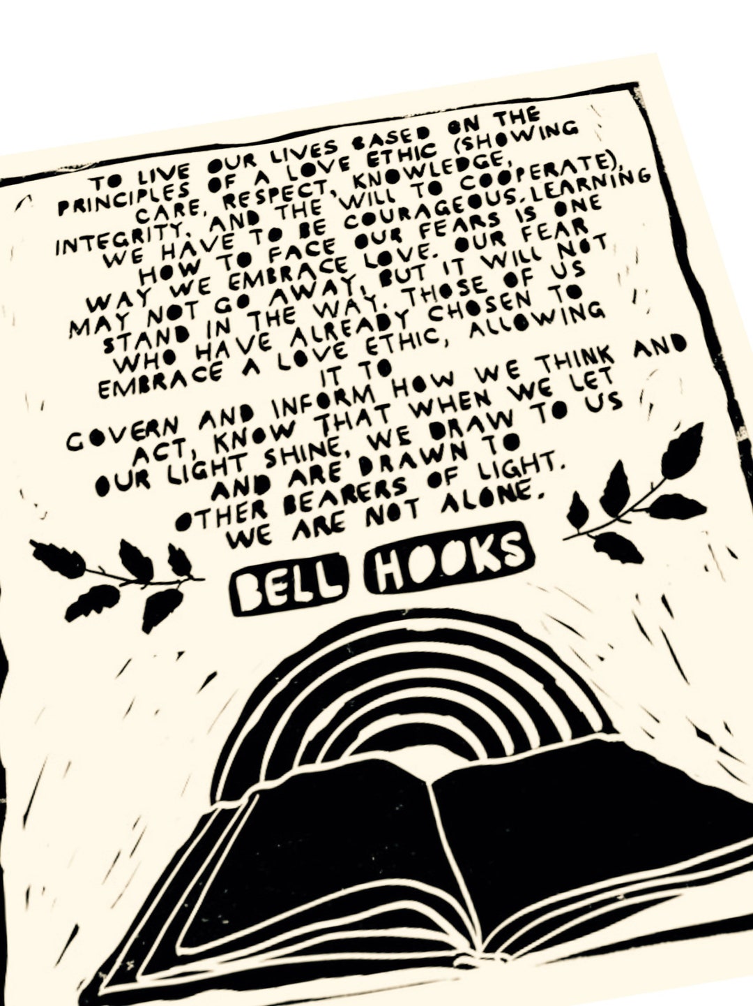 Bell Hooks Quote ,love Ethic, History Handmadeblock Print, Relief Print