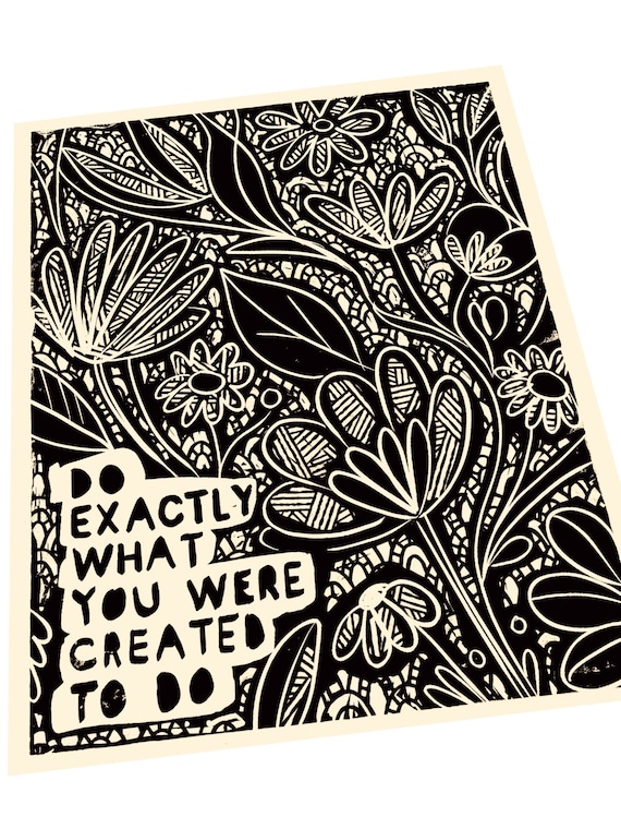Be fearless. Art poster Art quotes and saying. Creativity takes courage. Lino style print Art teacher gift, classroom decor Bravery, courage