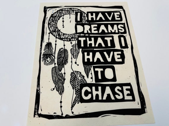 I have dreams that I have to chase, art for change, feminist, feminism, woman, ethnic art, handmade print, Cinderella quote, dreamcatcher