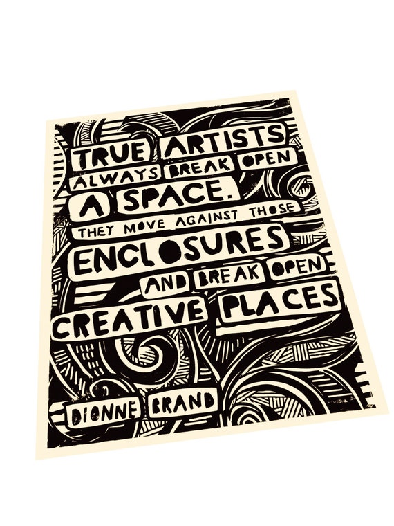 True artists, Create without fear. Art poster. Art quotes and saying. Lino style print. Art teacher gift, classroom decoration. swirls