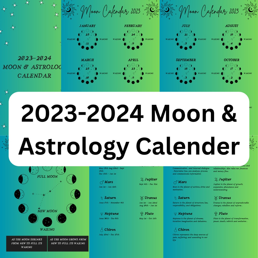 2023 2024 Moon & Astrology Calendar Digital Download Moon Etsy