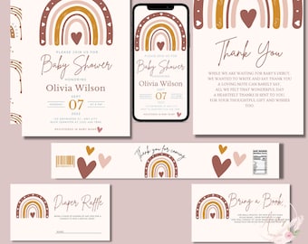 Boho Rainbow Baby Shower Bundle, Gender Neutral (Digital Download)