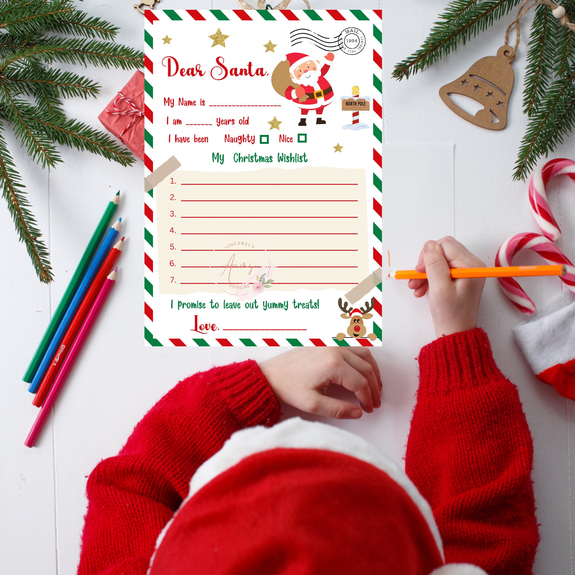Letter to Santa Printable Easy to Print Letter to Santa Letter Instant ...