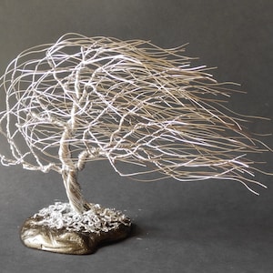 Wire bonsai Tree Sculpture/ Anniversary Gift Idea/ Twisted Aluminium Art/ industrial home docor