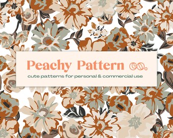 Boho Vintage Retro Flower Floral Seamless Repeat Digital Pattern | Commercial & Personal Use