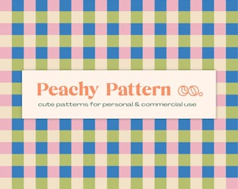 Funky Pink Blue Gingham Seamless Repeat Digital Pattern | Plaid Pattern | Commercial & Personal Use